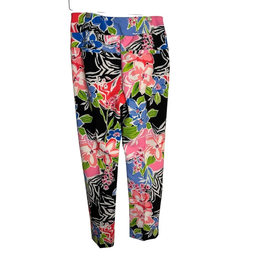 IBKUL Pants Womens 4 Multicolor Tropical Floral Ankle Slim Pull On Stretch - Picture 4 of 7